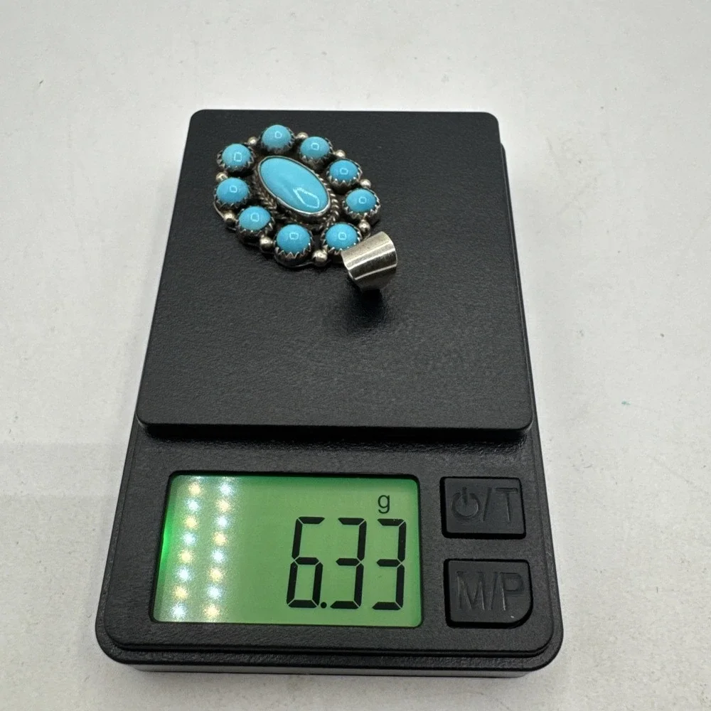 Vintage Southwestern Pendant Necklace Turquoise Sterling Silver Weighs 6.33g - Picture 5 of 5